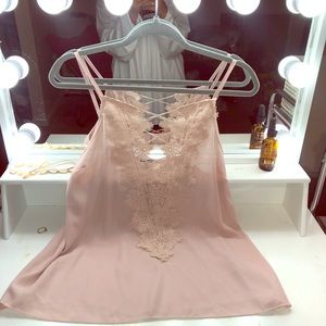 Blush Lattice Front Tank Top